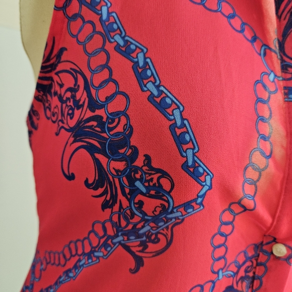 Sweet Pea Pink Sleeveless Button Down Blouse Gathered Button Back Tunic Small - Picture 5 of 13